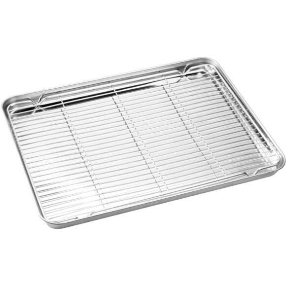 Baking Sheet & Rack Set [2 Sheets + 2 Racks], Stainless Steel Cookie Pan - Picture 3 of 7